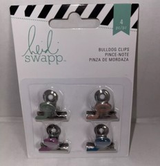 Heidi Swapp Bulldog Clips 1″ 4/Pkg. 4 Different Colors. Fun Design. New In Pack