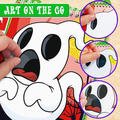 Halloween Make-a-Face Sticker Books 3-Pack,Halloween Toys Activity Pad for Kids