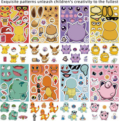 24 Cute Cartoon Monster Stickers – Kawaii Make a Face Party Favors Activities