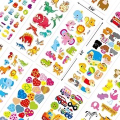 10 Sheets 3D Puffy Stickers for Kids, Variety Pack Animals Cars Dinosaurs