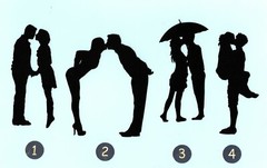 Silhouettes of Couples Kissing Die Cuts 4″ tall – 4 different or your choice