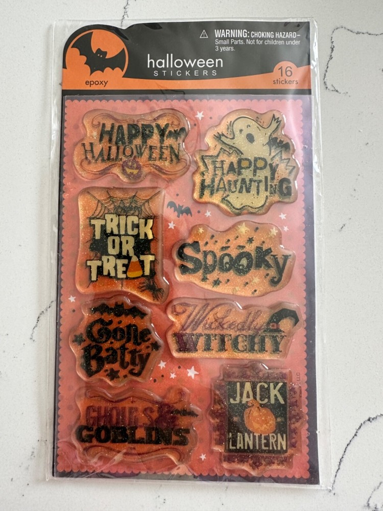 American Greetings Stickety-Doo-Da Halloween Epoxy Sticker Spooky Jack-O-Lantern
