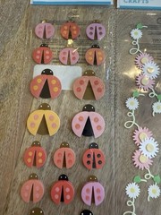 eksuccess Martha Stewart Scrapbooking Stickers Hearts/Flowers/Lady Bugs 3 New
