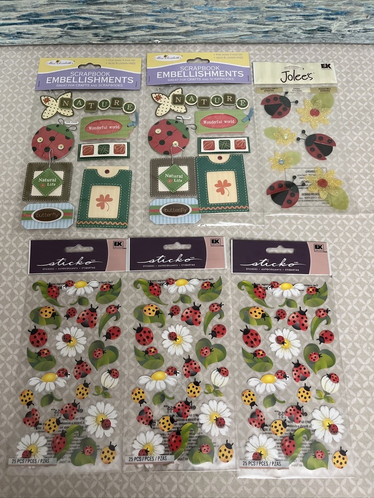 Lady Bugs Stickers For Scrapbooking Lot Of 6