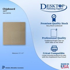 30pt 12″ x 12″ Chipboard – Brown Kraft Cardboard (100 Sheets)