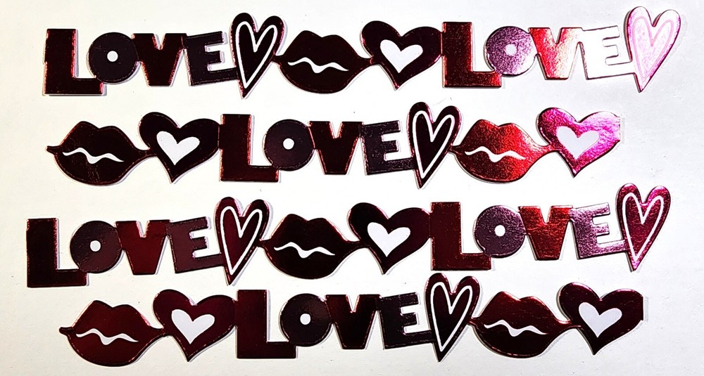 K&Company Scrapbook Stickers Red Foil Heart Lips Borders Valentine’s Day 4pc 6″