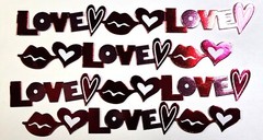 K&Company Scrapbook Stickers Red Foil Heart Lips Borders Valentine’s Day 4pc 6″