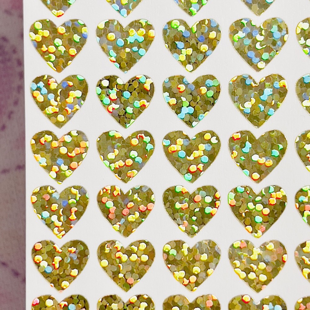 Gold Holographic Sparkle Heart Decal Stickers! – Choose a Size – Cute & Sparkly!