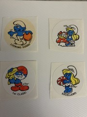 vintage Stickers Scratch N Sniff SMURFS 6 1980s