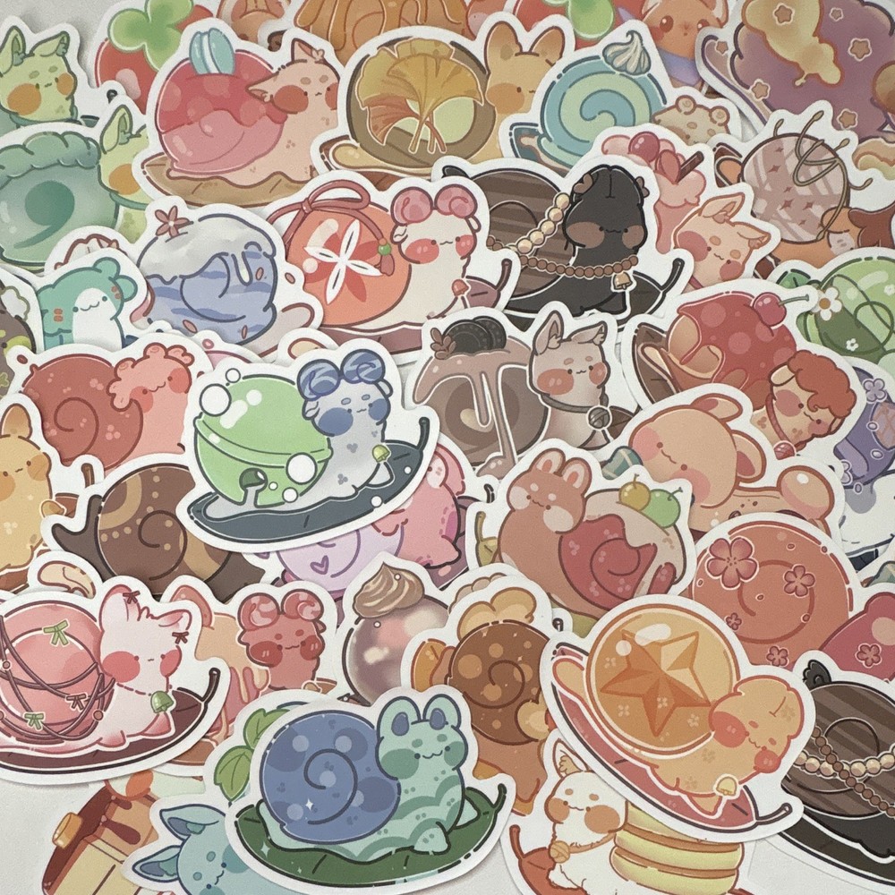 10 PIECES MYSTERY Sticker Lot Animal Snail Cartoon Colorful Food Dessert
