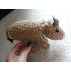 Hand Crochet Barn Farm 5 Animals Tote Toys Cow Rooster Duck Pig Horse Farmer
