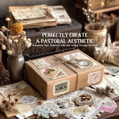 300 Pcs Vintage Stickers, Junk Journal Supplies, Cute Stickers for Journaling Su