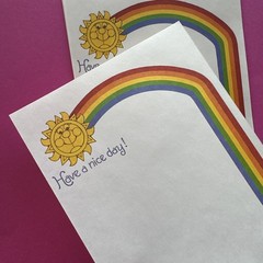 Vintage 80s 90s Sangamon Rainbow Sun Have A Nice Day Stationary Note Paper