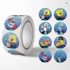 1000 (2 rolls) SpongeBob SquarePants Stickers Multi-Character ,500pcs/Rolls