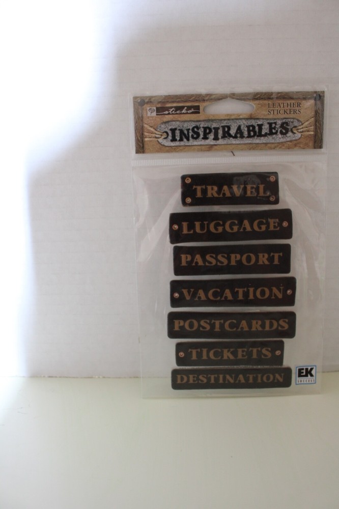 Sticko Inspirable Leather Stickers Travel Passport Postcards 7PC Scrapbooking