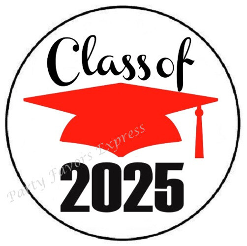 CLASS OF 2025 RED GRADUATION ENVELOPE SEALS LABELS STICKERS FAVORS