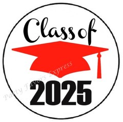 CLASS OF 2025 RED GRADUATION ENVELOPE SEALS LABELS STICKERS FAVORS