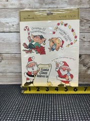 VTG 1981 Hallmark Christmas Name Tag Stickers New Sealed Pack Elf Santa 4 Sheets