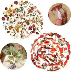 Nature Floral Plant Stickers Set – 320 Pieces Transparent Pressed Flower Decals