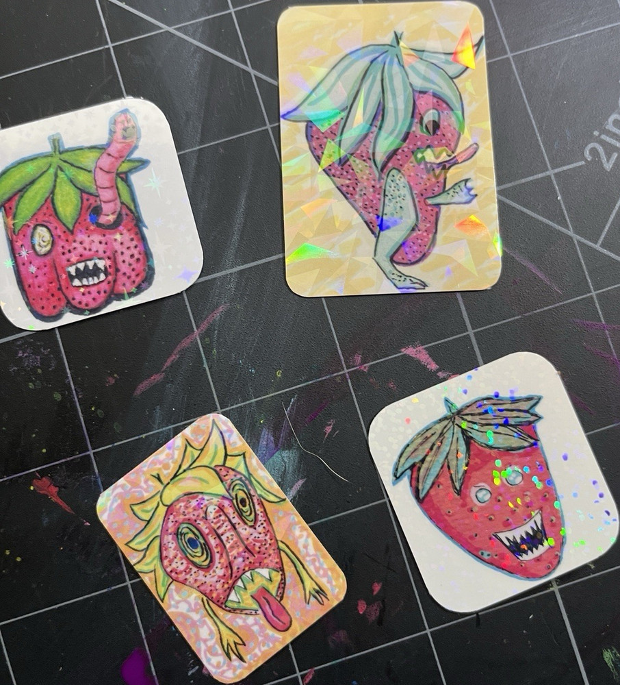 Goblin Beauty Art Handmade Foiled Multicolor Monster Fruit Novelty Stickers