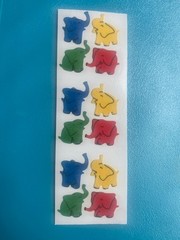 Vintage Strip Of 3 Fuzzy Elephants Sticker Mods 2×2 Inches Per Mod