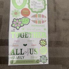 Me & My Big Ideas MambiSTICKS Family Stickers 1 Sheet Green Foil Words Scrapbook
