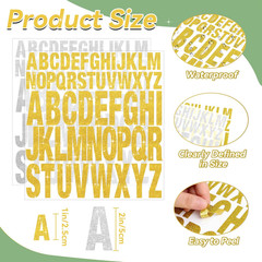 15 Sheets Letter Stickers Glitter Capital Letters Large Self-Adhesive Vinyl Alph