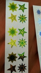 Vintage Sandylion Stickers Stars Starburst Green Blue And Gold Lot Of 3 Strips