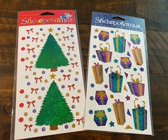 Lot of 2 Pkgs Stickopotamus Binder Stickers Christmas Trees & Metallic Gifts NIP
