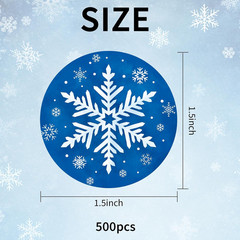 Winter Snowflake Label Stickers Roll, 1.5 Inch, 500 Pcs round Stickers