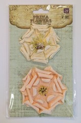 Prima Marketing Fiesta Orchard Paper Flowers Peach Cream Scrapbook Embellishment