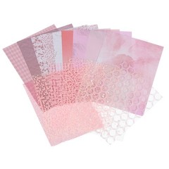 7.1×5.2″ Scrapbook Texture Paper with Mesh Fabric, Pink 15pcs
