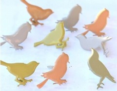 SPRING SITTING BIRD SCRAPBOOKING DECORATIVE BRADS EYELET OUTLET 8 PCS 3 COLORS