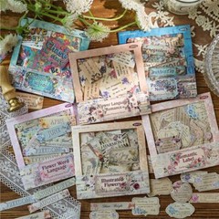 50Pcs Vintage Words Tag Stickers Journal Planner Scrapbooking Decorative Collage