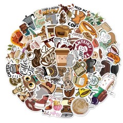 50pcs Coffee Stickers,Waterproof No Residue, 168