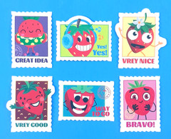 Strawberry Scented Stamp Style Sticker Set Of 6