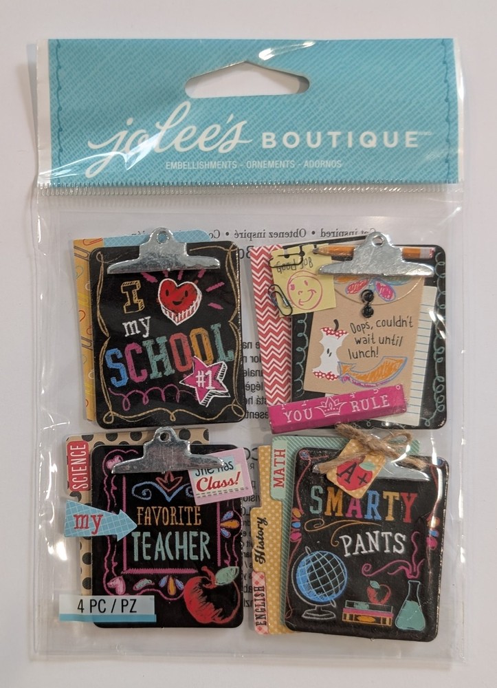 RARE Jolee’s Chalk Clipboard School Supplies Scrapbooking Stickers