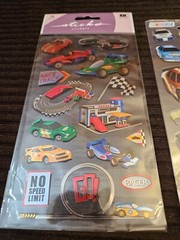 Scrapbook Lot of 2 Dimensional Sticker pks Shiny Nascar EK Racecars Racecar Car