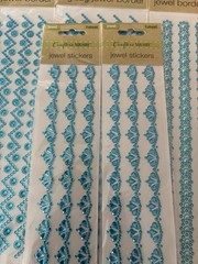 Crafters Square JEWEL BORDER STICKERS Blue Multiple Sheets Scrapbooking Crafting