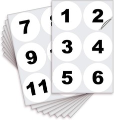 White Consecutive Number Stickers – 1 to 50, 3-inch, 1 set – Vinyl Self Adhes…