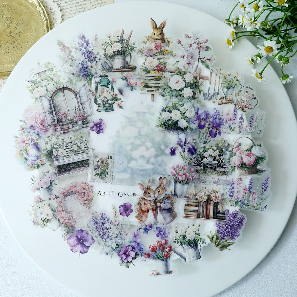 39 pcs Spring Garden Translucent Vellum Matte Surface Paper Sticker Scrapbook