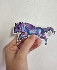 Galaxy Holo Star Fantasy Wolf Sticker – Original Art by SammiSpaghettiArt