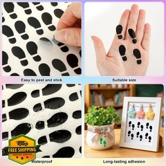JULMELON 16 Sheets Black Mini Feet Floor Stickers Removable