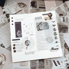 Celestial Themed Washi Stickers for Journaling, Vintage Ephemera Sticker with 1