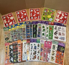 Lot of 29 SEALED Sticker Packages Hallmark Heartline Snoopy Holiday Hello Kitty