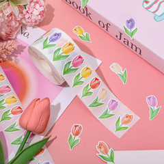 1000 Pcs Spring Floral Stickers Roll Colorful Tulip Flower Adhesive Decals