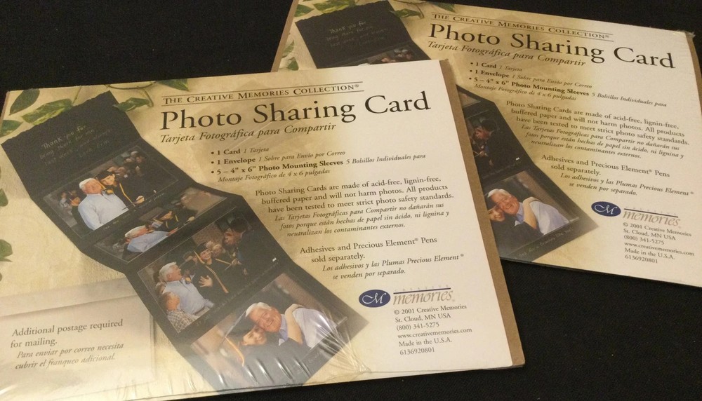 Creative Memories Collection Photo Sharing Card 2001 – Lot of 2 Cards, Env