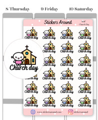 Church Day Planner Sticker, Religious Stickers for Calendar and Journal