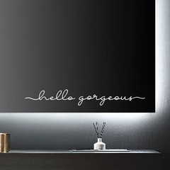 White Hello Gorgeous Inspirational Quotes Mirror Vinyl Decal 18×2.4 Inch