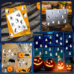 1000 Halloween Ghost Holding Cat Sticker Rolls (2 Rolls), 16 Designs Decals